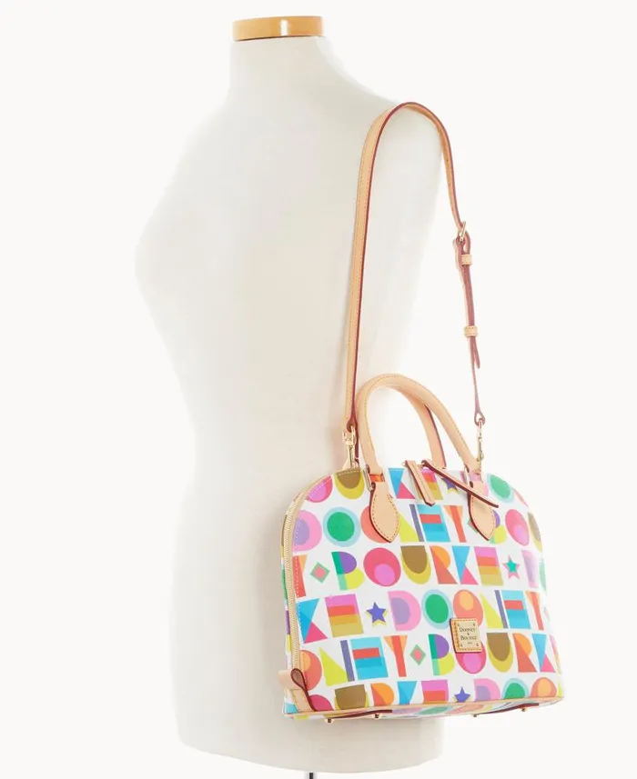Art Deco Zip Zip Satchel White Woman Dooney and Bourke Satchels