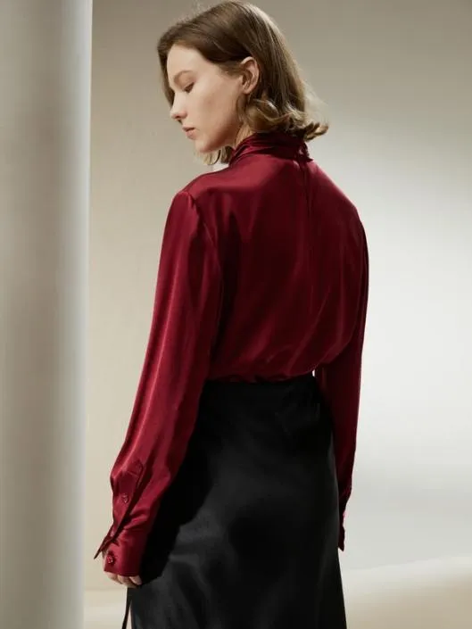 Asymmetrical Embellished Pleats Shirt Women Blouses Lilysilk Shirts