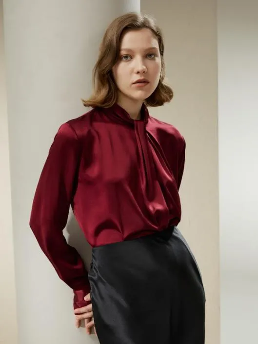 Asymmetrical Embellished Pleats Shirt Women Blouses Lilysilk Shirts