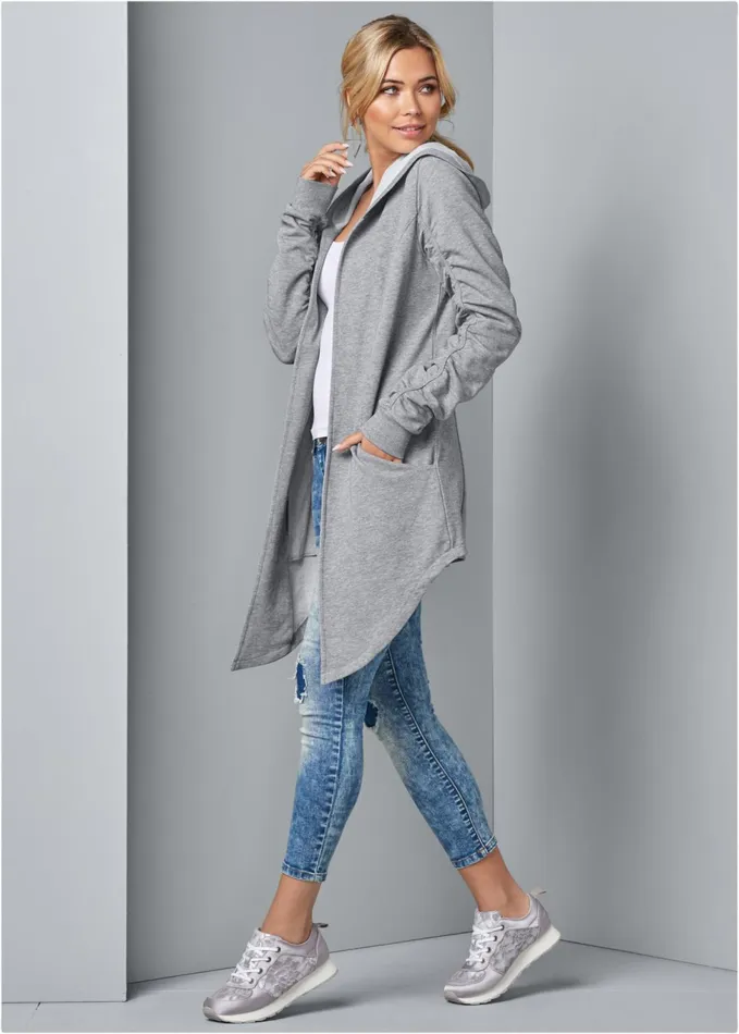 ASYMMETRICAL LOUNGE HOODIE Heather Grey Women VENUS Sweatshirts and Hoodies