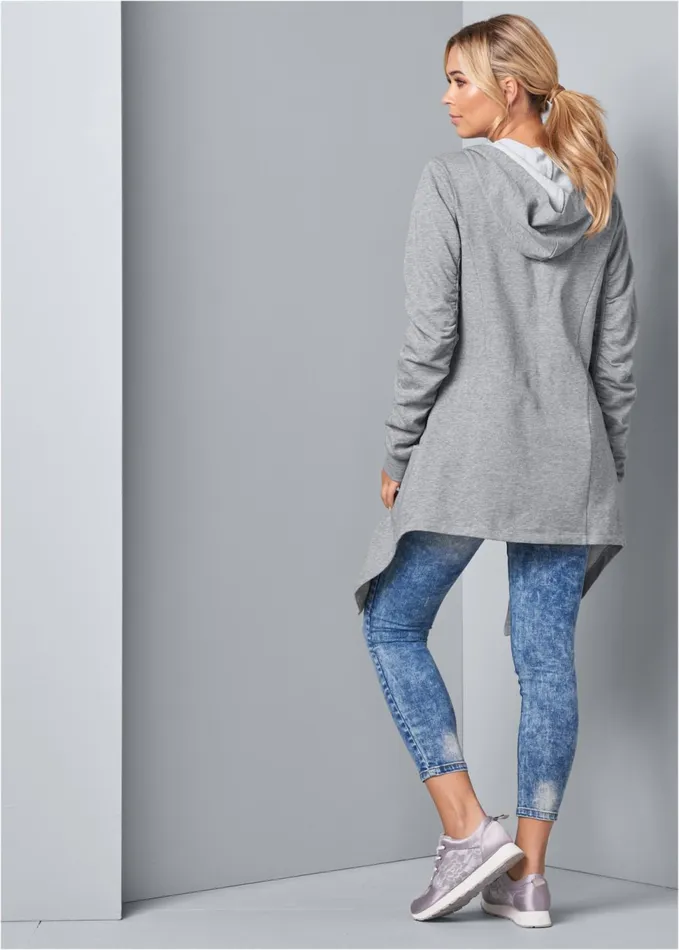 ASYMMETRICAL LOUNGE HOODIE Heather Grey Women VENUS Sweatshirts and Hoodies