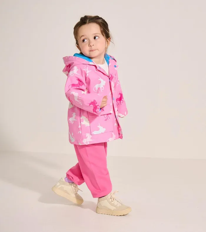 Baby and Toddler Girls Mystical Unicorn Colour Changing ButtonUp Rain Jacket Hatley Baby and Toddler Girls Mystical Unicorn Colour Changing ButtonUp Rain Jacket Hatley