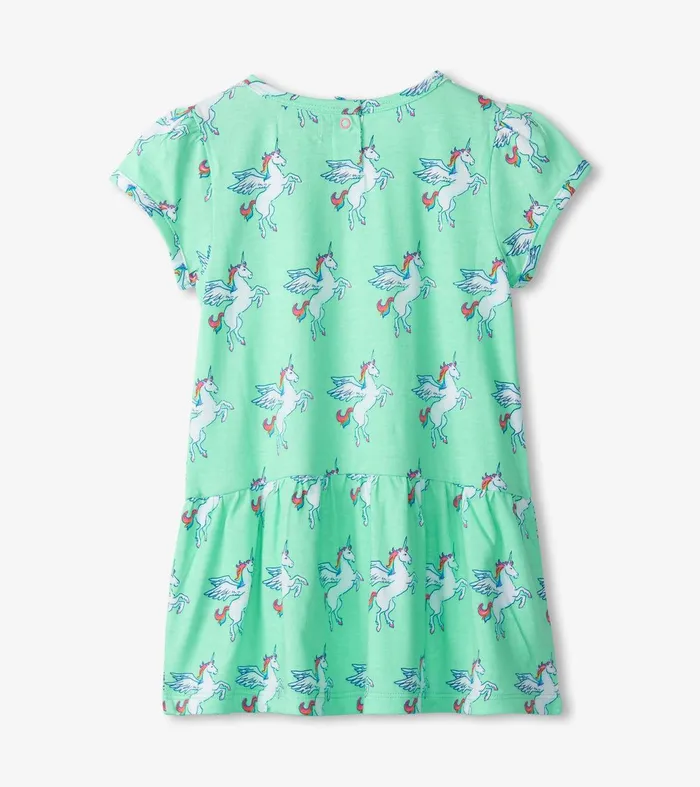 Baby and Toddler Girls Rainbow Unicorn Gathered Dress Hatley