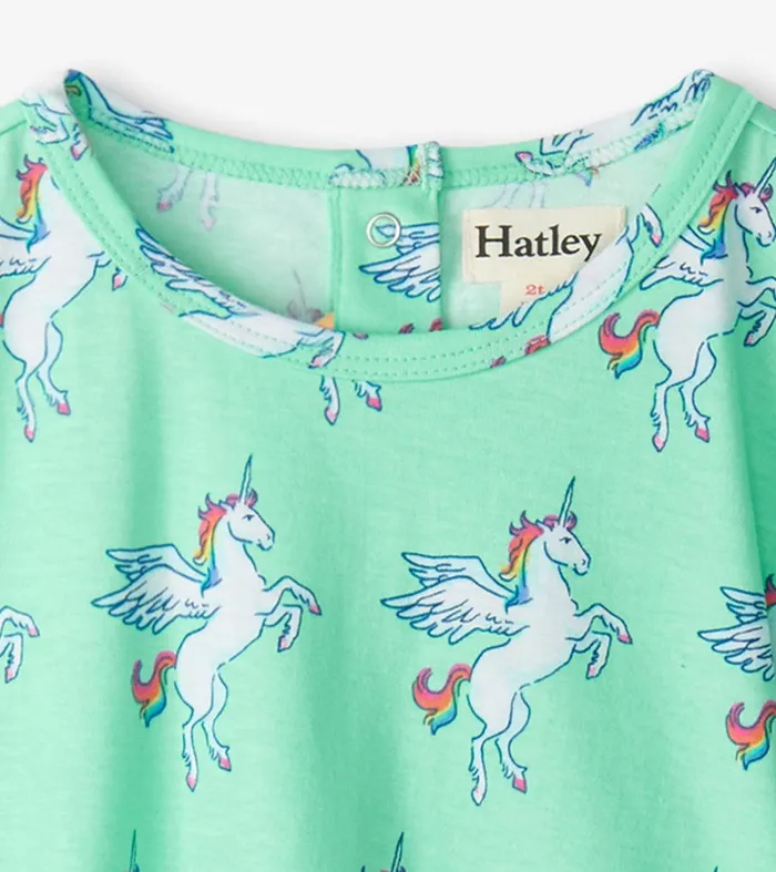 Baby and Toddler Girls Rainbow Unicorn Gathered Dress Hatley