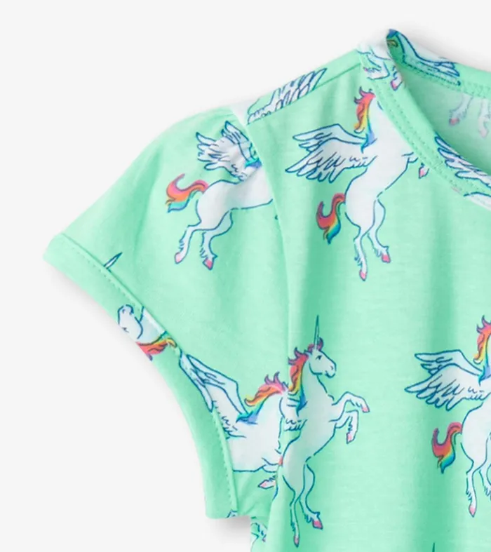 Baby and Toddler Girls Rainbow Unicorn Gathered Dress Hatley
