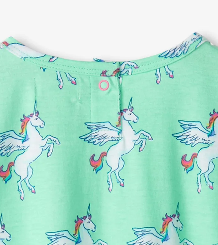 Baby and Toddler Girls Rainbow Unicorn Gathered Dress Hatley