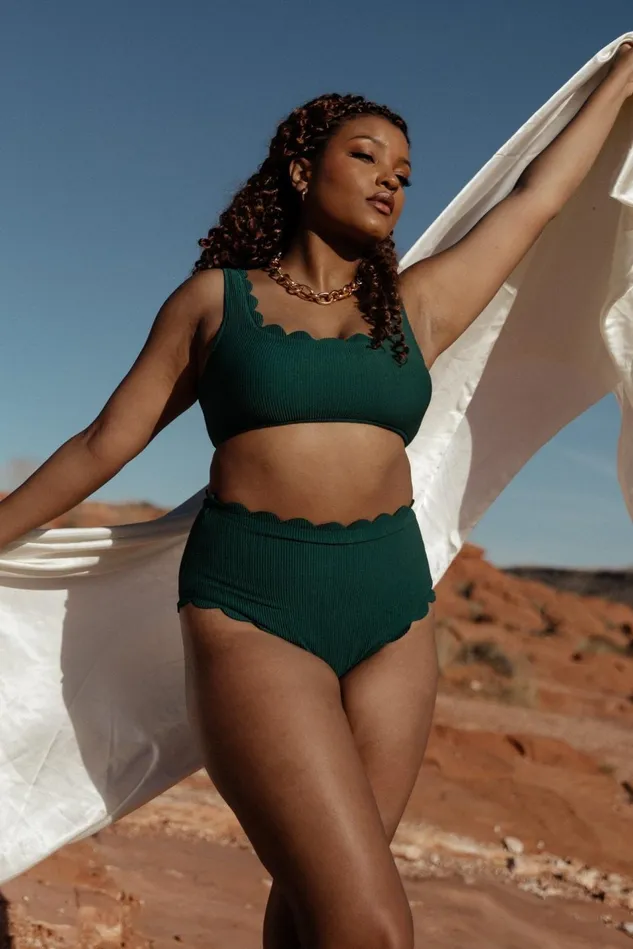 Baltic Born Bikini Women Honolulu Scalloped Bikini Top Green