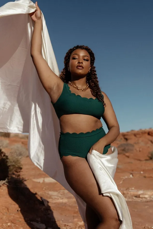 Baltic Born Bikini Women Honolulu Scalloped Bikini Top Green Baltic Born Bikini Women Honolulu Scalloped Bikini Top Green