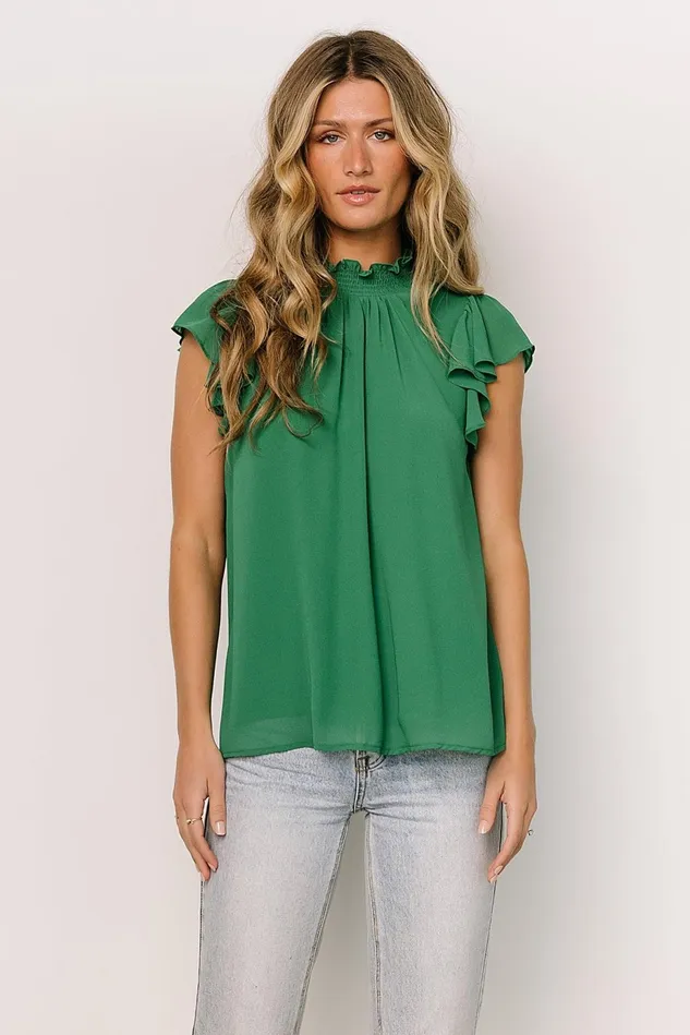 Baltic Born Blouses Shirts Women Leah Mock Neck Top Green