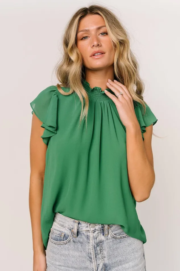 Baltic Born Blouses Shirts Women Leah Mock Neck Top Green Baltic Born Blouses Shirts Women Leah Mock Neck Top Green