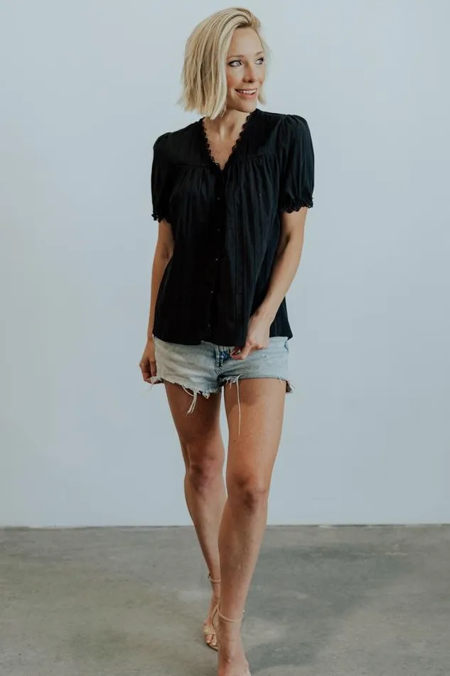 Baltic Born Blouses Shirts Women Sloane Button Top Black