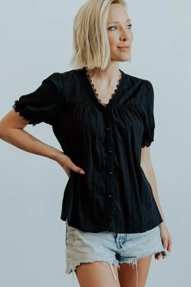 Baltic Born Blouses Shirts Women Sloane Button Top Black