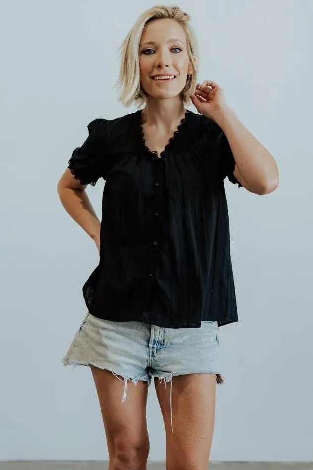 Baltic Born Blouses Shirts Women Sloane Button Top Black