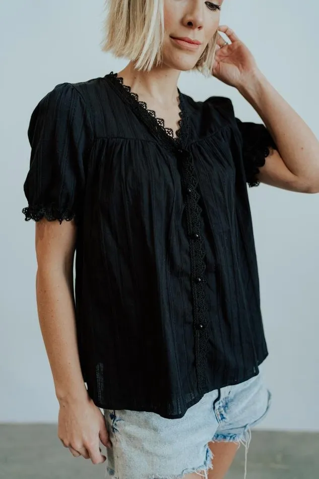 Baltic Born Blouses Shirts Women Sloane Button Top Black