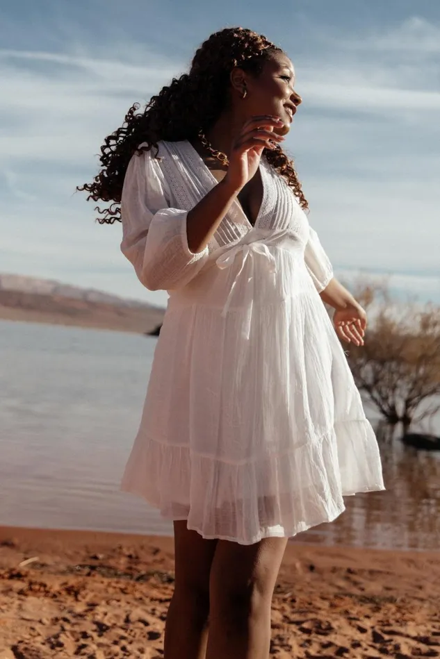 Baltic Born Bridal Women Amelia Boho Mini Dress Off White