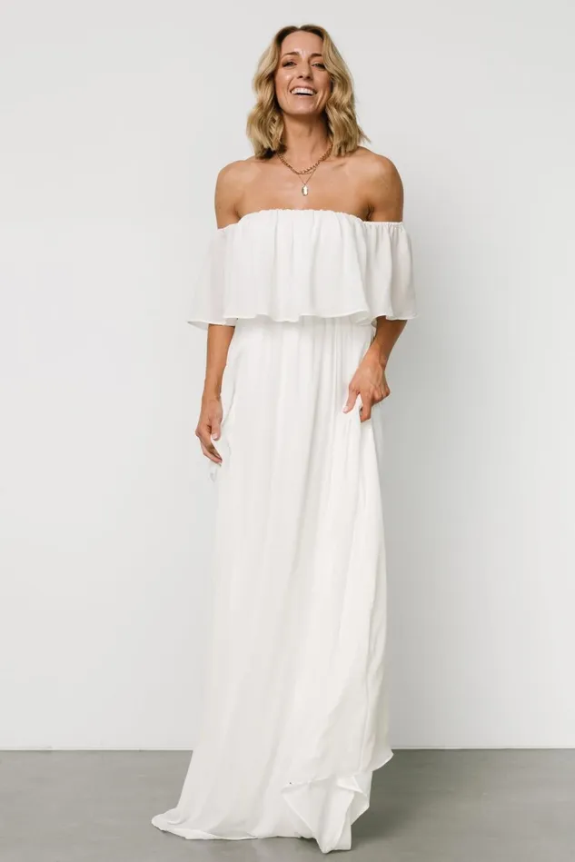 Baltic Born Bridal Women Diana Off Shoulder Maxi Dress Off White