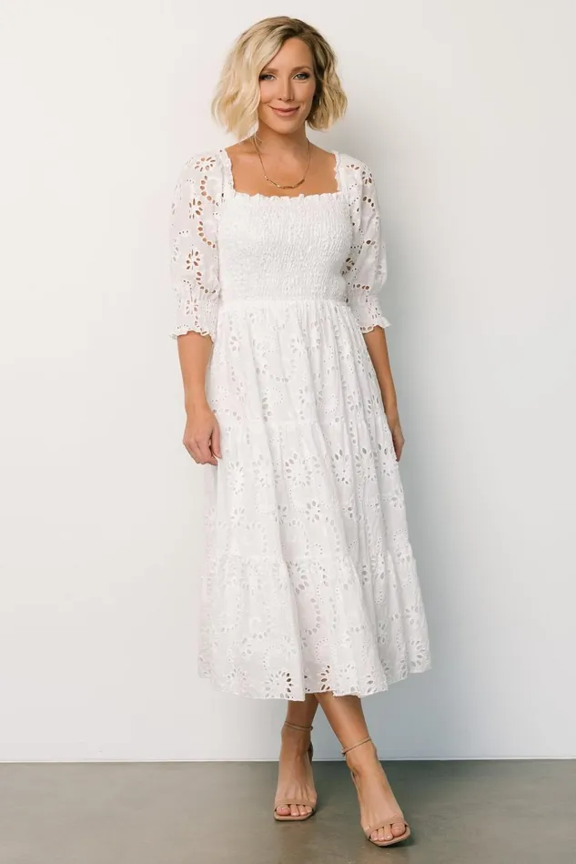 Baltic Born Bridal Women Ella Eyelet Midi Dress White