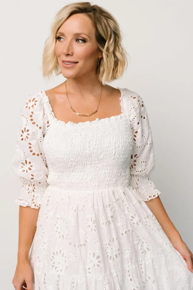 Baltic Born Bridal Women Ella Eyelet Midi Dress White Baltic Born Bridal Women Ella Eyelet Midi Dress White