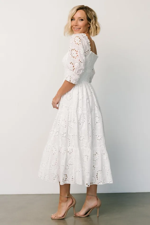 Baltic Born Bridal Women Ella Eyelet Midi Dress White Baltic Born Bridal Women Ella Eyelet Midi Dress White