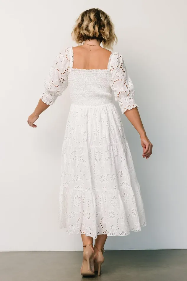 Baltic Born Bridal Women Ella Eyelet Midi Dress White Baltic Born Bridal Women Ella Eyelet Midi Dress White