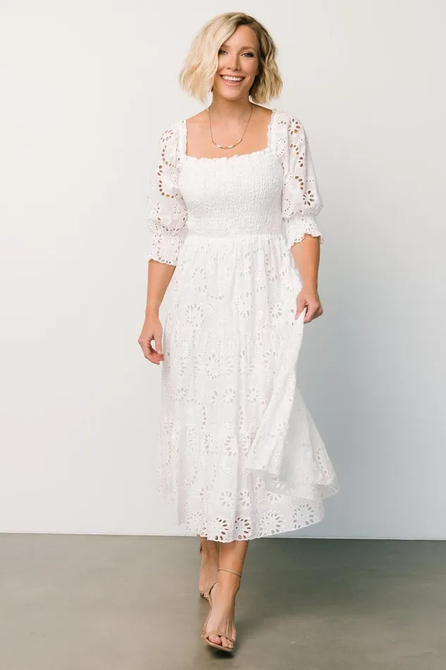 Baltic Born Bridal Women Ella Eyelet Midi Dress White Baltic Born Bridal Women Ella Eyelet Midi Dress White