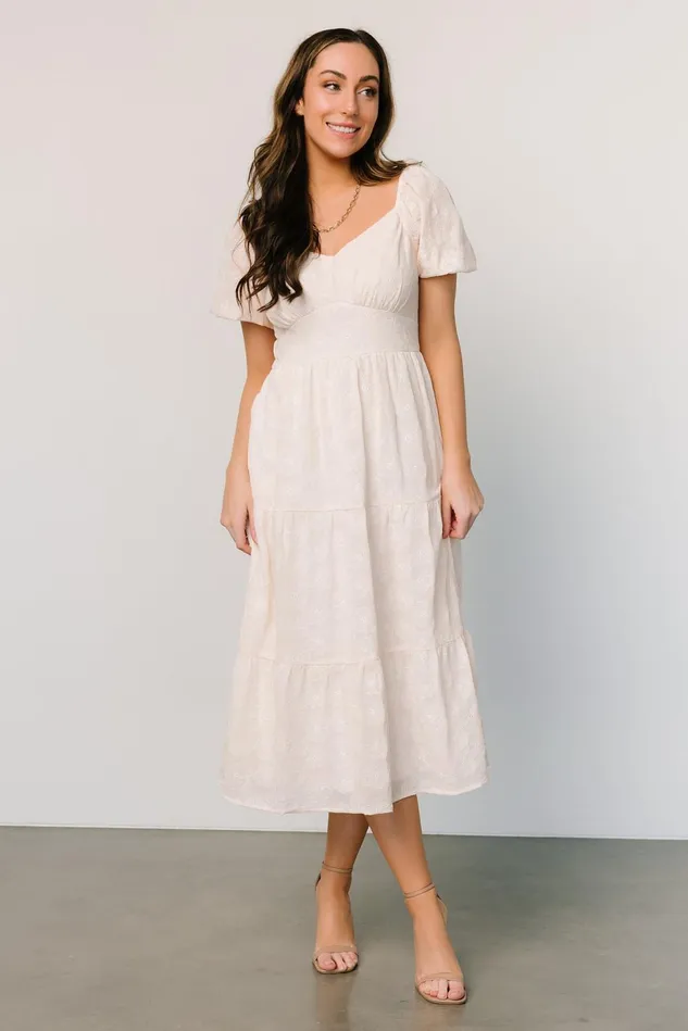 Baltic Born Bridal Women Mildred Embroidered Midi Dress Vintage Cream
