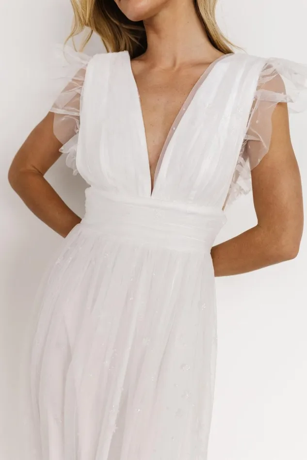 Baltic Born Bridal Women Nova Shimmer Maxi Dress White Baltic Born Bridal Women Nova Shimmer Maxi Dress White
