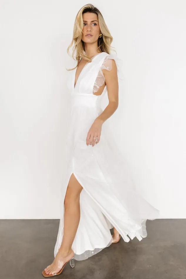 Baltic Born Bridal Women Nova Shimmer Maxi Dress White Baltic Born Bridal Women Nova Shimmer Maxi Dress White