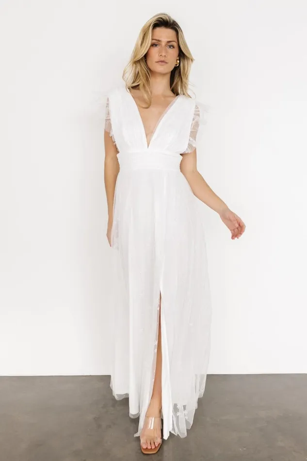 Baltic Born Bridal Women Nova Shimmer Maxi Dress White Baltic Born Bridal Women Nova Shimmer Maxi Dress White