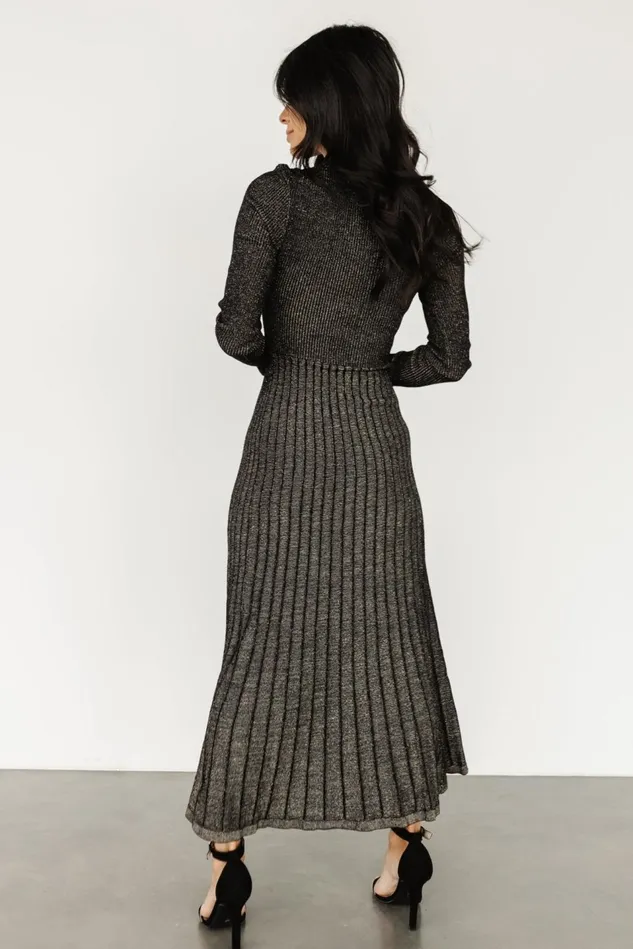 Baltic Born Bump Friendly Women Jamelia Pleated Sweater Dress Black Gold