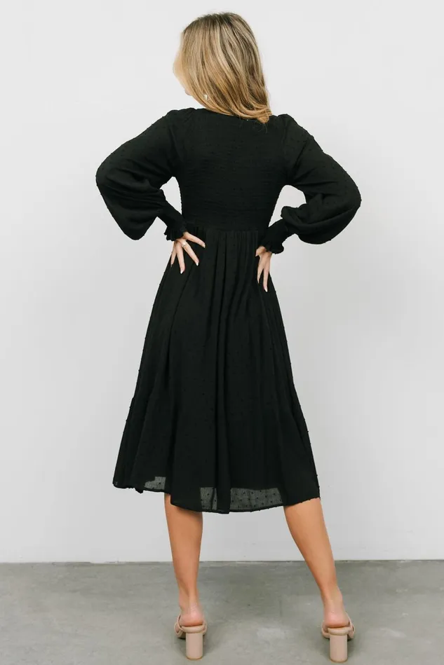 Baltic Born Bump Friendly Women Lainey Smocked Dotted Midi Dress Black