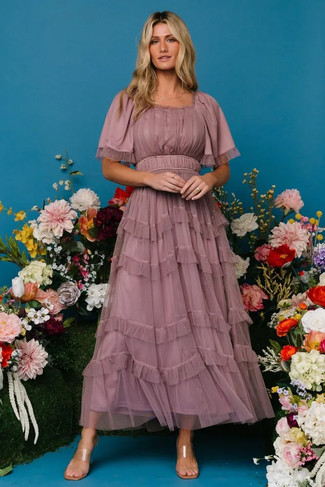 Baltic Born Bump Friendly Women Magdalena Tulle Maxi Dress Dusty Orchid