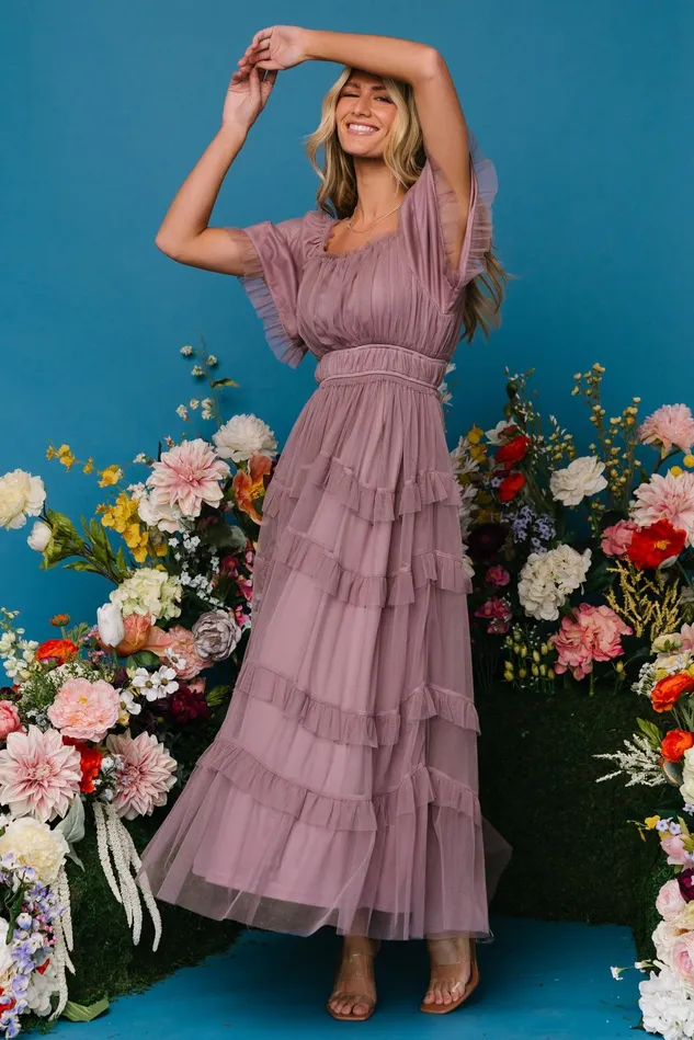 Baltic Born Bump Friendly Women Magdalena Tulle Maxi Dress Dusty Orchid