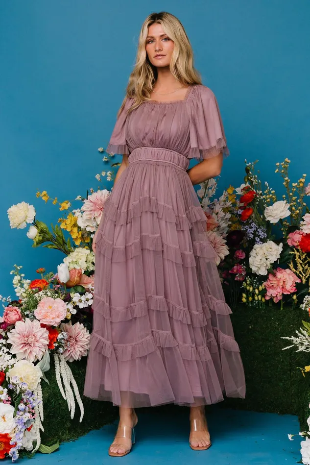 Baltic Born Bump Friendly Women Magdalena Tulle Maxi Dress Dusty Orchid