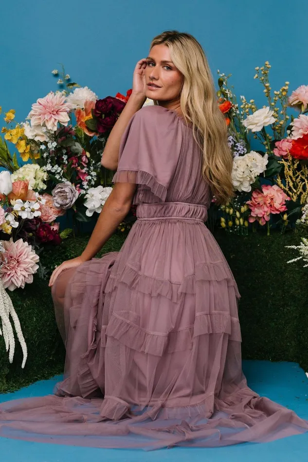 Baltic Born Bump Friendly Women Magdalena Tulle Maxi Dress Dusty Orchid