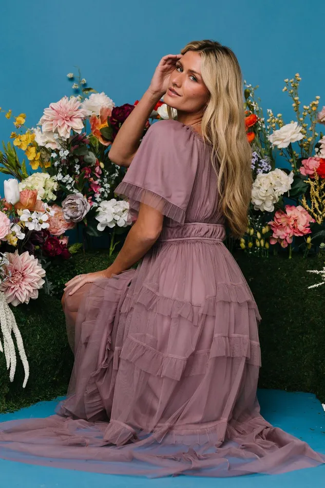 Baltic Born Bump Friendly Women Magdalena Tulle Maxi Dress Dusty Orchid