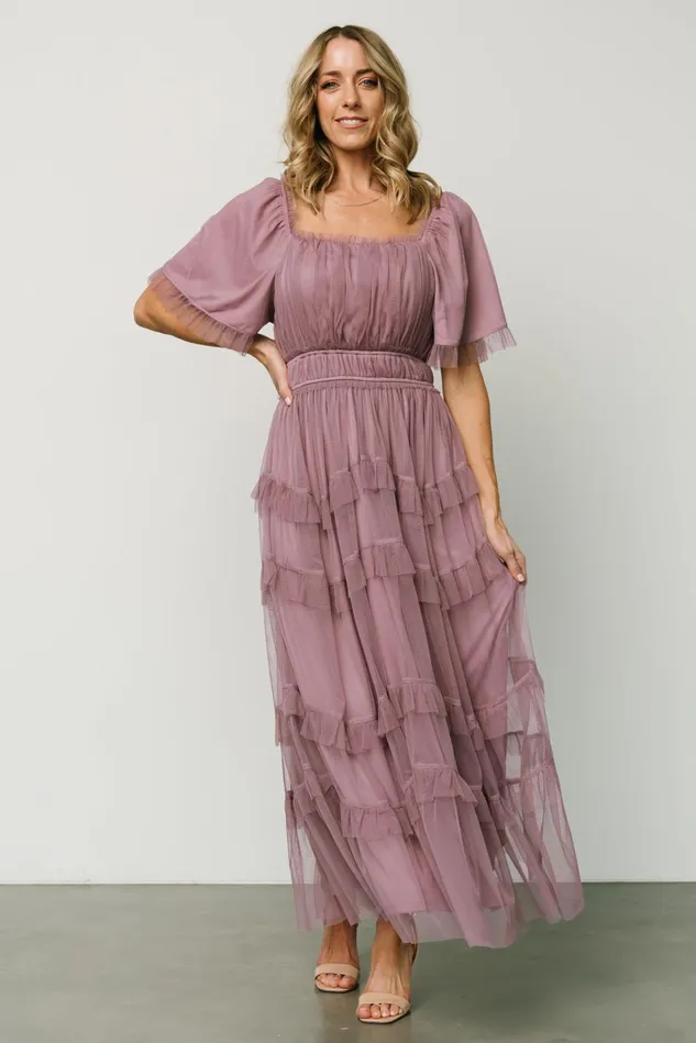 Baltic Born Bump Friendly Women Magdalena Tulle Maxi Dress Dusty Orchid