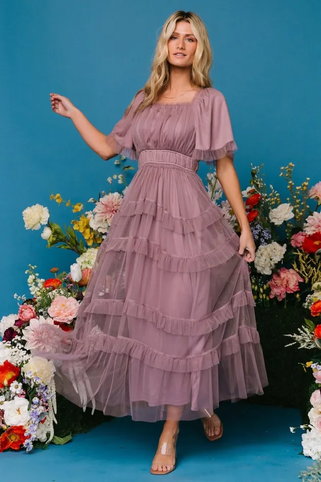 Baltic Born Bump Friendly Women Magdalena Tulle Maxi Dress Dusty Orchid