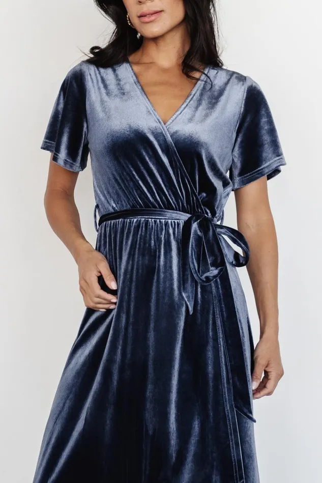 Baltic Born Bump Friendly Women Nadine Velvet Midi Dress Blue Baltic Born Bump Friendly Women Nadine Velvet Midi Dress Blue