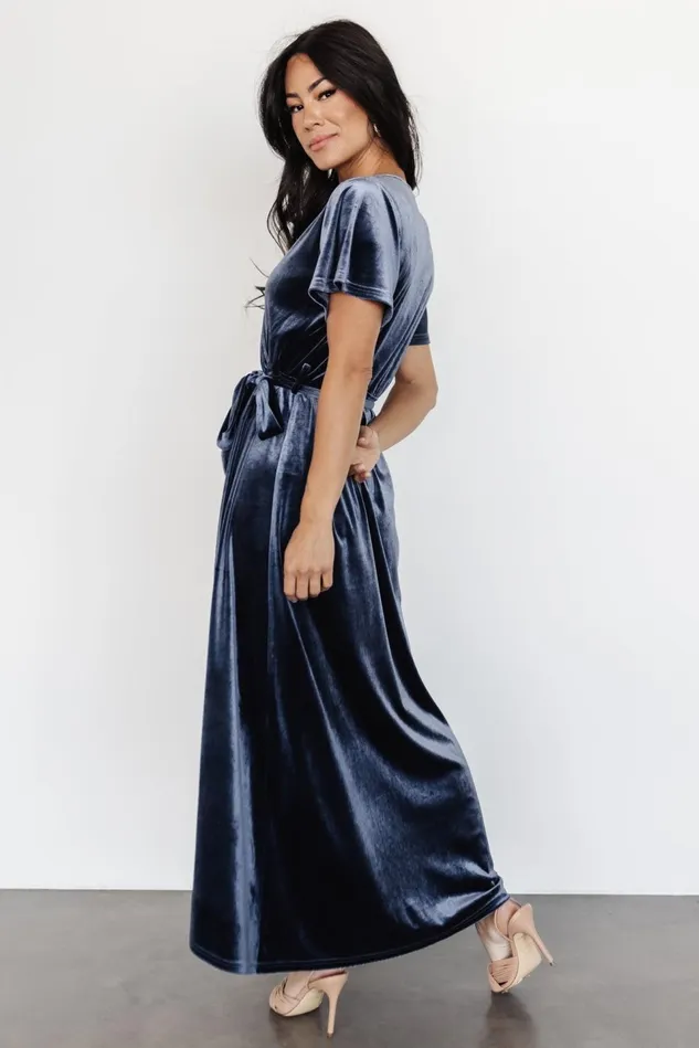Baltic Born Bump Friendly Women Nadine Velvet Midi Dress Blue Baltic Born Bump Friendly Women Nadine Velvet Midi Dress Blue