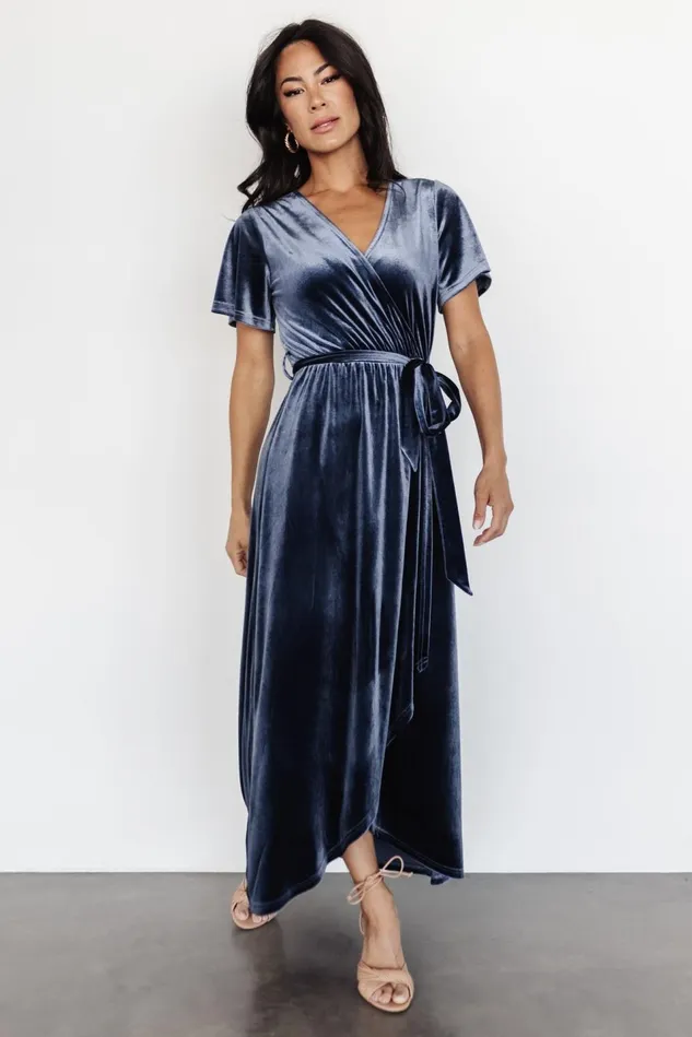 Baltic Born Bump Friendly Women Nadine Velvet Midi Dress Blue Baltic Born Bump Friendly Women Nadine Velvet Midi Dress Blue
