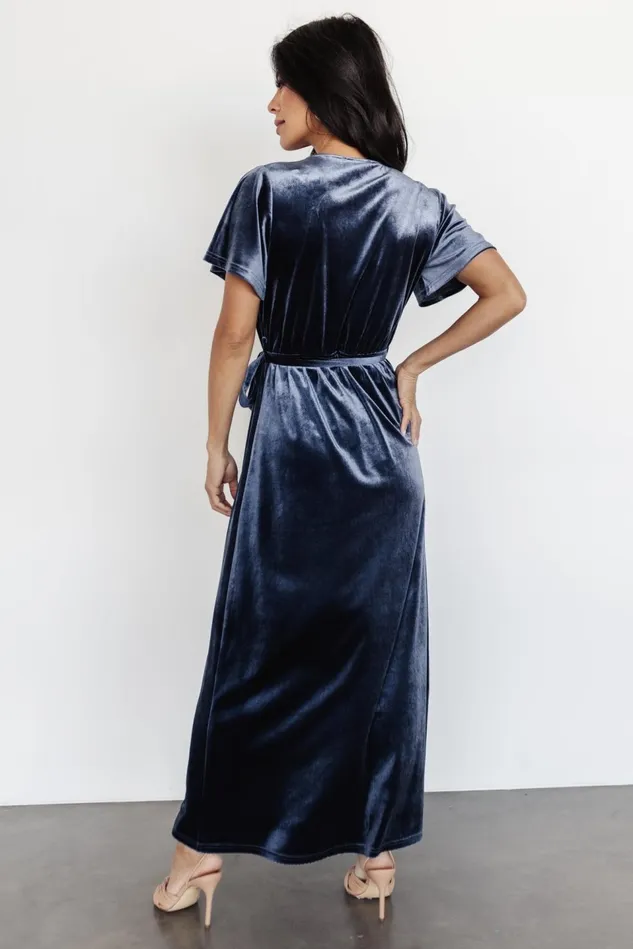 Baltic Born Bump Friendly Women Nadine Velvet Midi Dress Blue Baltic Born Bump Friendly Women Nadine Velvet Midi Dress Blue