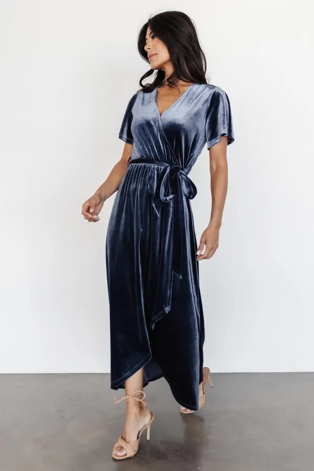 Baltic Born Bump Friendly Women Nadine Velvet Midi Dress Blue Baltic Born Bump Friendly Women Nadine Velvet Midi Dress Blue