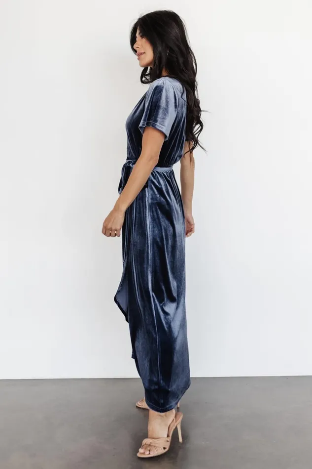 Baltic Born Bump Friendly Women Nadine Velvet Midi Dress Blue Baltic Born Bump Friendly Women Nadine Velvet Midi Dress Blue