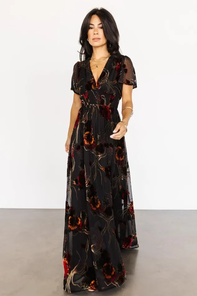 Baltic Born Bump Friendly Women Valen Maxi Dress Black Multi