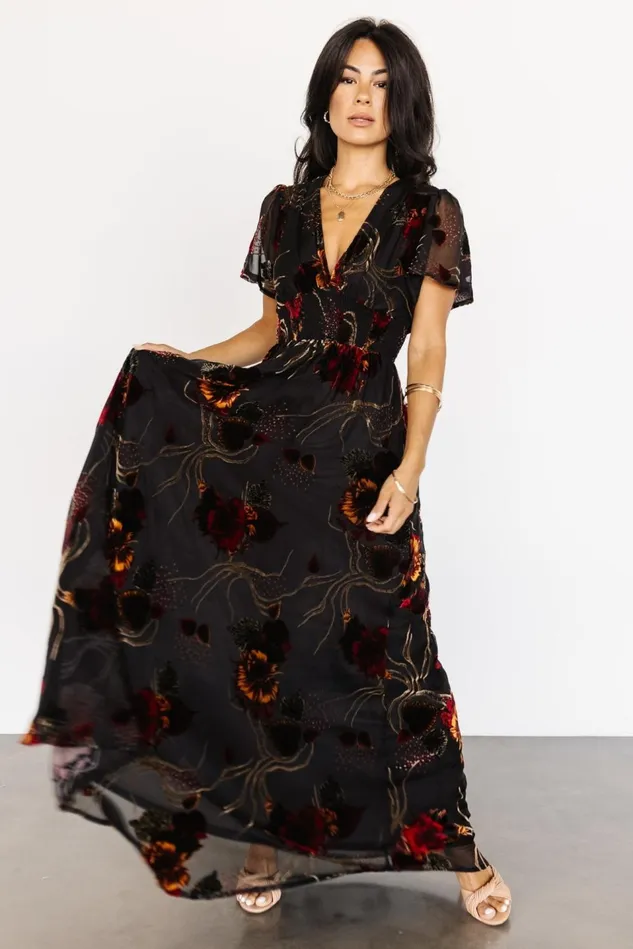 Baltic Born Bump Friendly Women Valen Maxi Dress Black Multi