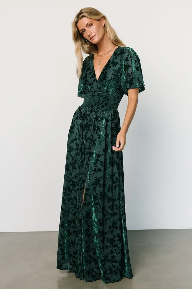 Baltic Born Bump Friendly Women Veronica Velvet Maxi Dress Green