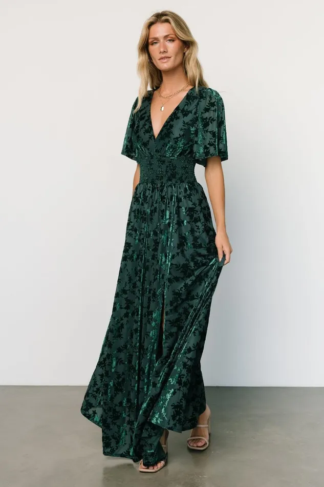 Baltic Born Bump Friendly Women Veronica Velvet Maxi Dress Green