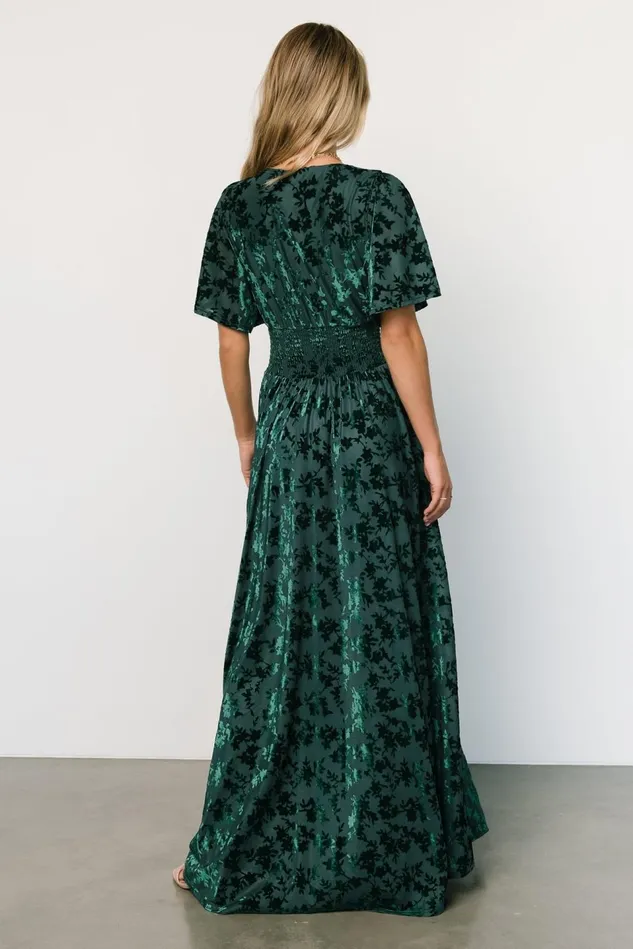 Baltic Born Bump Friendly Women Veronica Velvet Maxi Dress Green