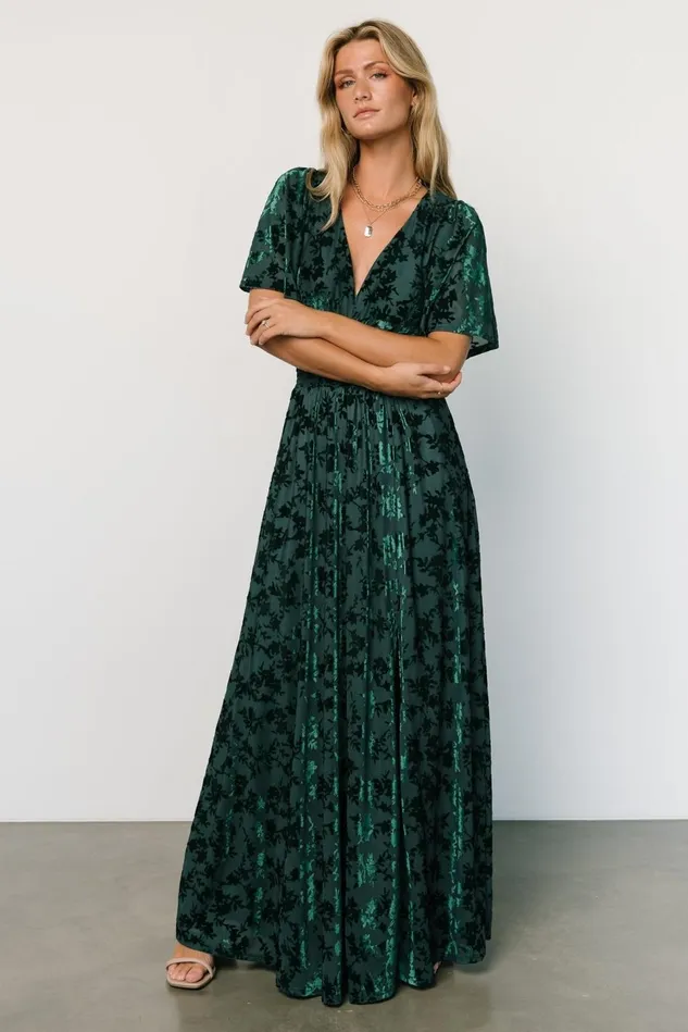 Baltic Born Bump Friendly Women Veronica Velvet Maxi Dress Green